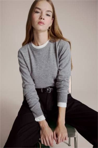 Yün Karışımlı Bisiklet Yaka Triko Kazak