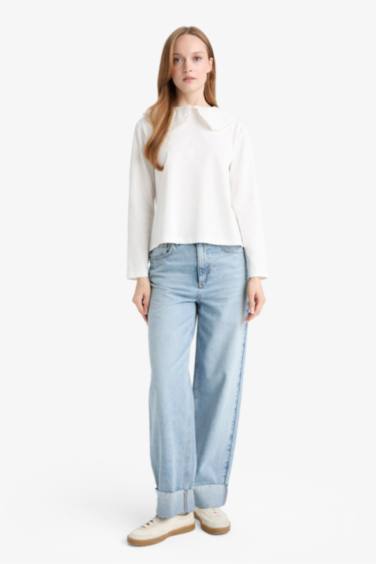 Tunique à col bébé manches longues Coupe décontractée