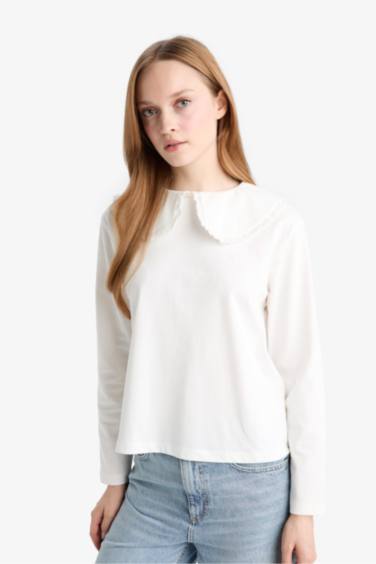 Tunique à col bébé manches longues Coupe décontractée