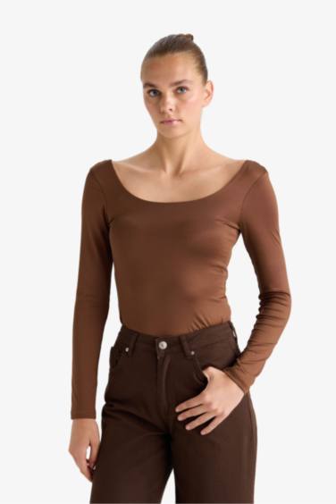 Square Neck Long Sleeve Bodysuit