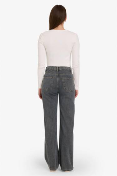 %100 Pamuk 90's Wıde Leg Yüksek Bel Uzun Jean Pantolon - Görsel 6