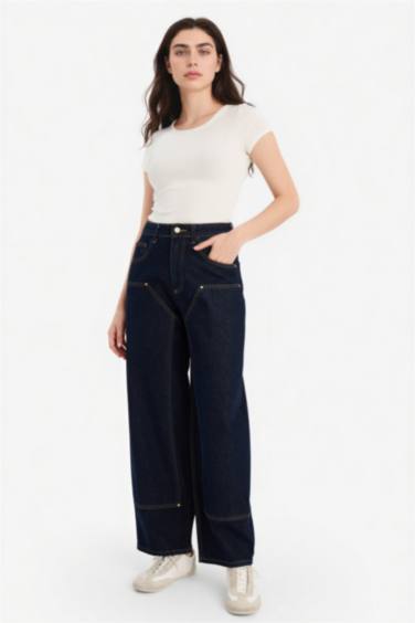 Barrel Fit High Waist Long Jeans