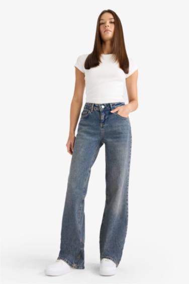 Low Waist Long Washed Jeans