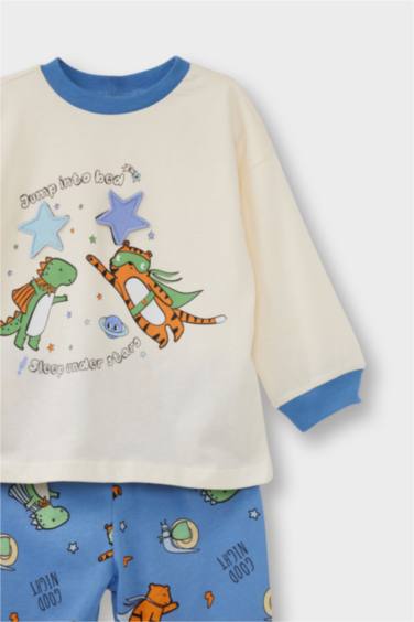 Erkek Bebek Pijama Takımı Desenli Uzun Kollu Penye Üst Uzun Alt