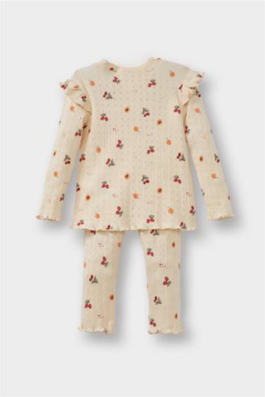 سيت بجامة بيبي بناتي بطبعة فاكهة مضلع - قطعتين