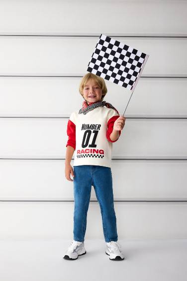 Сәби Ұл велосипед мойыны слоган ұзын жеңді Ұзын жеңді футболка