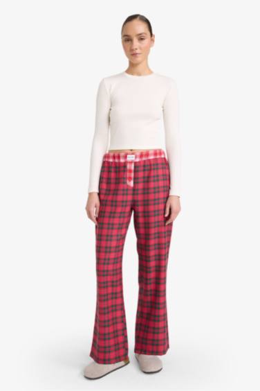 Regular Fit Flanel Kareli Pijama Altı