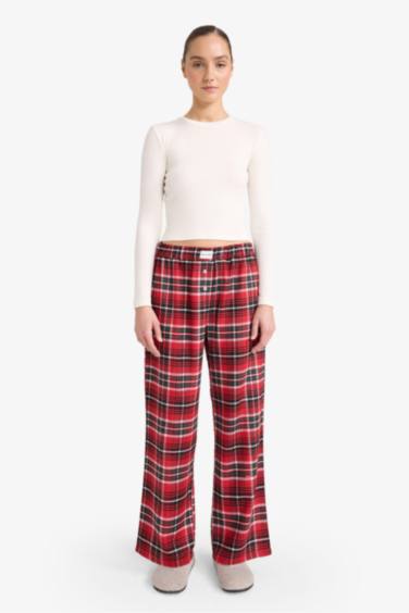 Regular Fit Kareli Flanel Pijama Altı