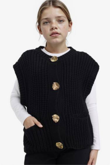 Kız Çocuk Bisiklet Yaka Düğmeli Süveter