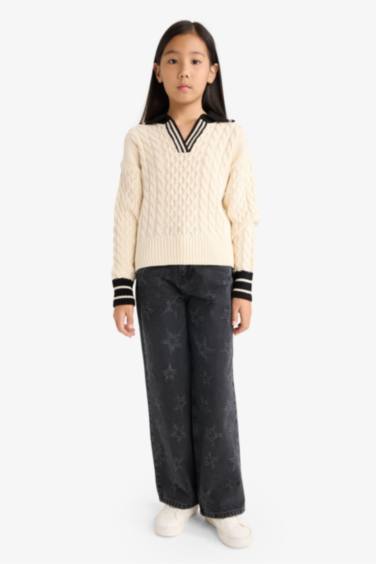 Girl Regular Fit Polo Collar Pullover