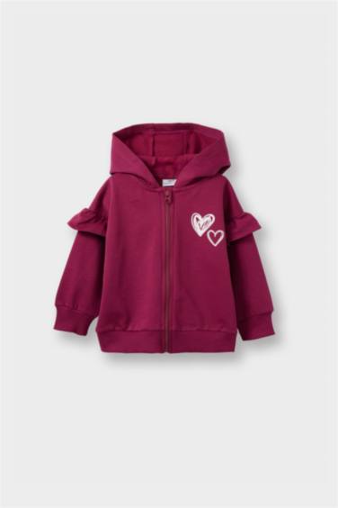 جاكيت بيبي بناتي قماش خفيف قصة عادية وطبعة قلب