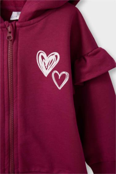 جاكيت بيبي بناتي قماش خفيف قصة عادية وطبعة قلب