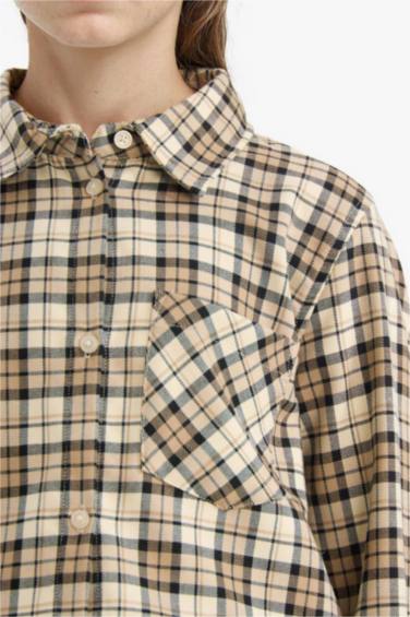 Kız Çocuk Oxford Kareli Uzun Kollu Gömlek