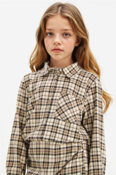 Oxford Kareli Uzun Kollu Gömlek Kız Çocuk