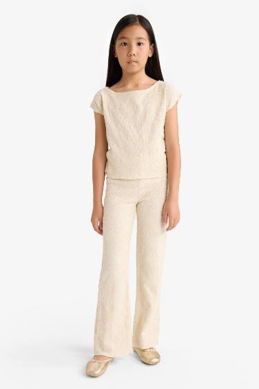 سيت بناتي بنطلون وتيشيرت مطرز - قطعتين