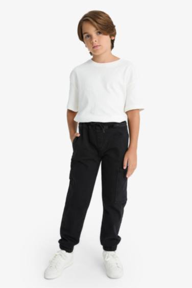 بنطرون جينز ولادي كارجو بساق مطاطي بجيب