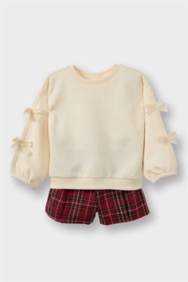 Baby Girl Plaid Sweatshirt Fabric 2 Piece Set