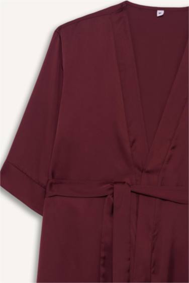 Regular Fit Wrap Yaka Saten Sabahlık