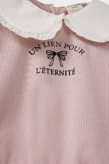 Baby Girl Standard Fit Large Collar Printed Sweatshirt