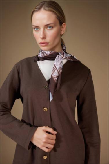 Cardigan en piqué à col en V Coupe régulière