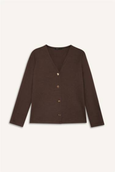 Cardigan en piqué à col en V Coupe régulière