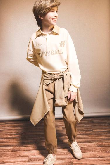 تيشيرت بولو كم طويل مطبوع اوفر سايز بياقة بولو