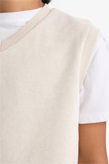 Erkek Çocuk V Yaka Yıkamalı Süveter