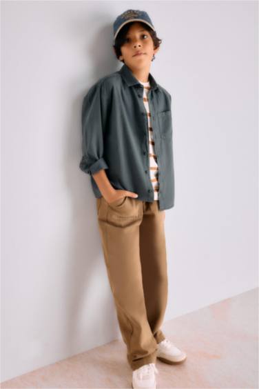 Erkek Çocuk Loose Fit Standart Paça Gabardin Pantolon