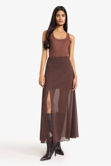 Юбка макси из крепа А-силуэта со средней посадкой