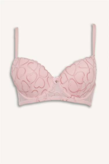 Fall in Love с вышивкой с кружевом с кружевом с чашечками с пуш-апом С косточками Бюстгалтер