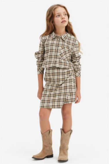 تنورة شورت كاروهات بناتي قطن