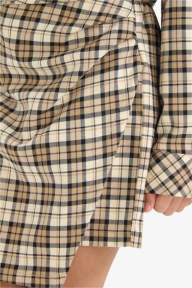 Kız Çocuk Pamuklu Kareli Şort Etek