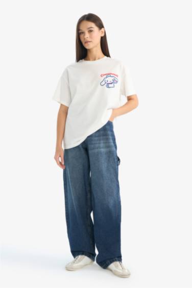 Hello Kitty Oversize кең пішімді суретті қысқа жеңді футболка