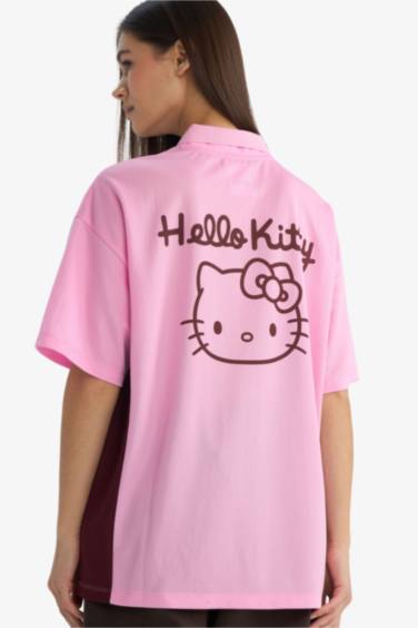 Hello Kitty Oversize кең пішімді суретті қысқа жеңді футболка