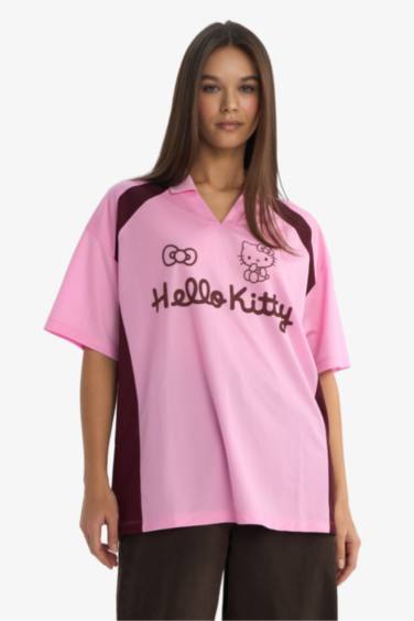 Hello Kitty Oversize кең пішімді суретті қысқа жеңді футболка