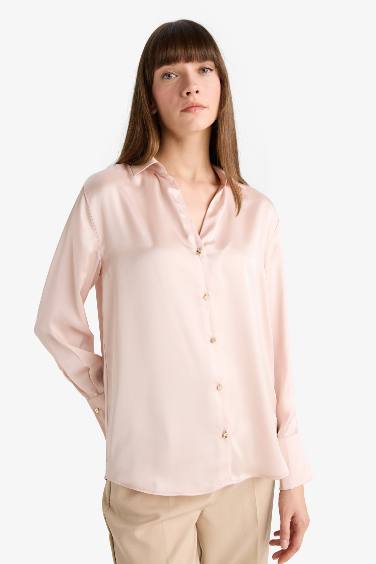 Regular Fit Satin Long Sleeve Shirt