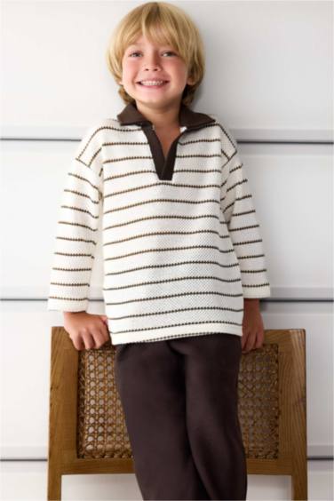 Baby Boy Shirt Collar Knitwear Striped T-Shirt