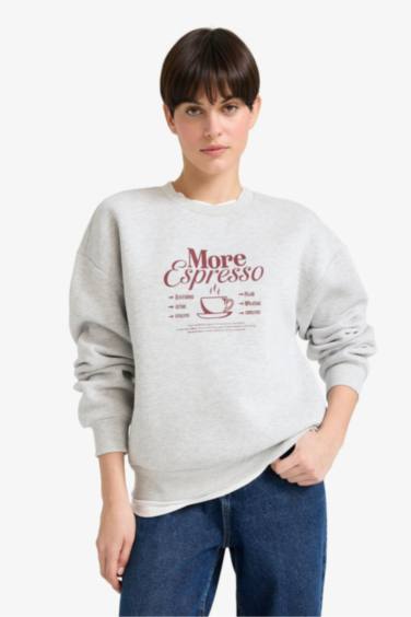 Sweatshirt épais imprimé à col rond Coupe décontractée