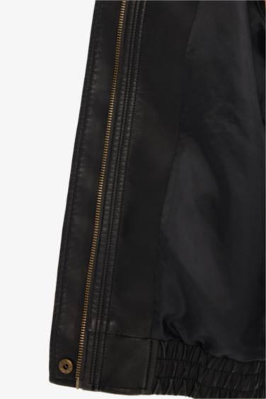 Dad Fıt Suni Deri Mont - Görsel 5