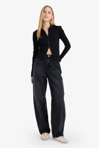 Cardigan côtelé à col polo Coupe ajustée