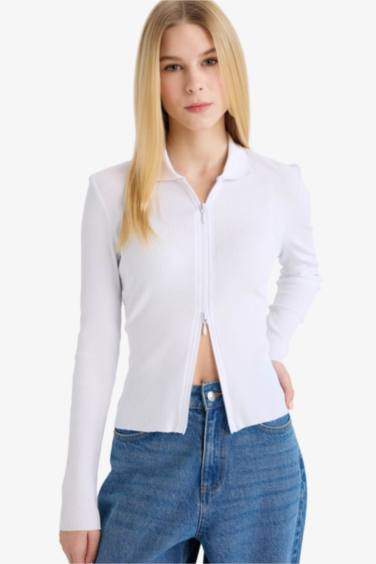 Fitted поло жағалы кашкорсе кардиган