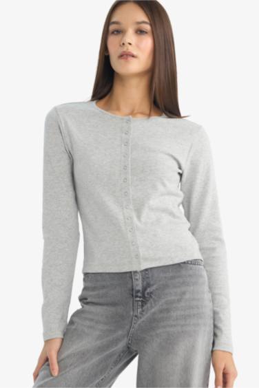 Лонгслив в рубчик Fitted с круглым вырезом