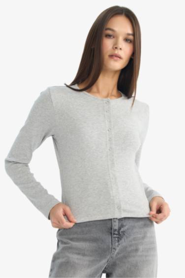 Лонгслив в рубчик Fitted с круглым вырезом