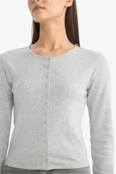 Лонгслив в рубчик Fitted с круглым вырезом