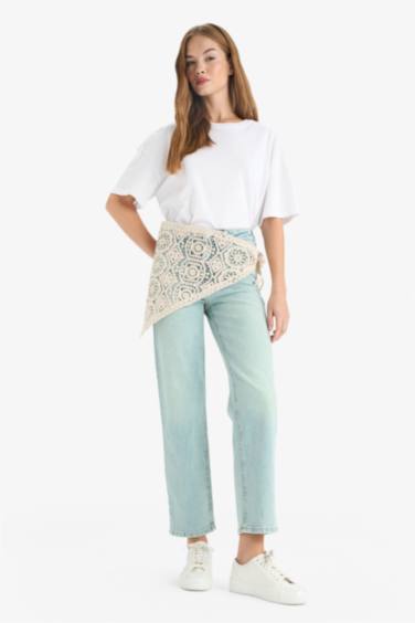 Comfort Straight Regular Waist Embroidered Ankle Length Jeans