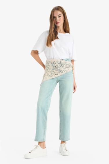 Comfort Straight Regular Waist Embroidered Ankle Length Jeans