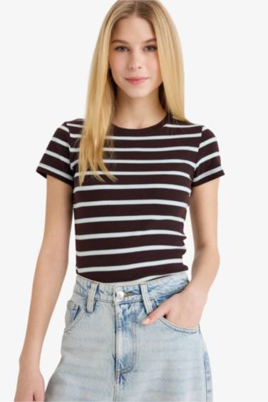 Футболка в рубчик Fitted с коротким рукавом