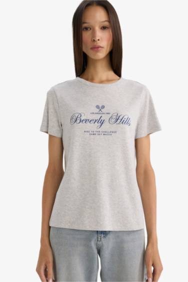 Футболка в рубчик Regular Fit с принтом