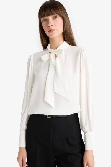 قميص ردن طويل منسوج قصة عادية