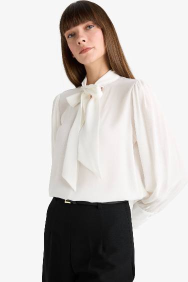 قميص ردن طويل منسوج قصة عادية